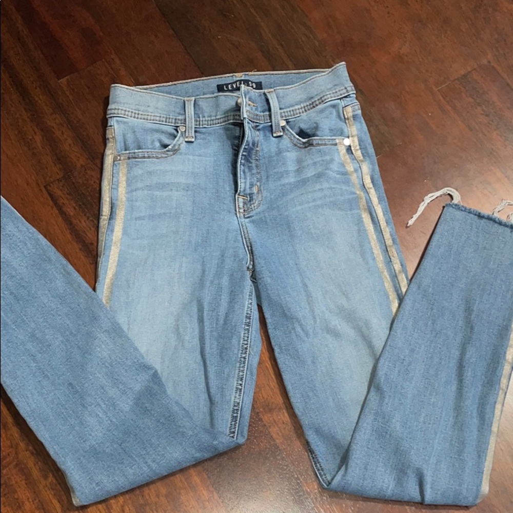 Level 99 tuxedo stripe skinny jeans 26